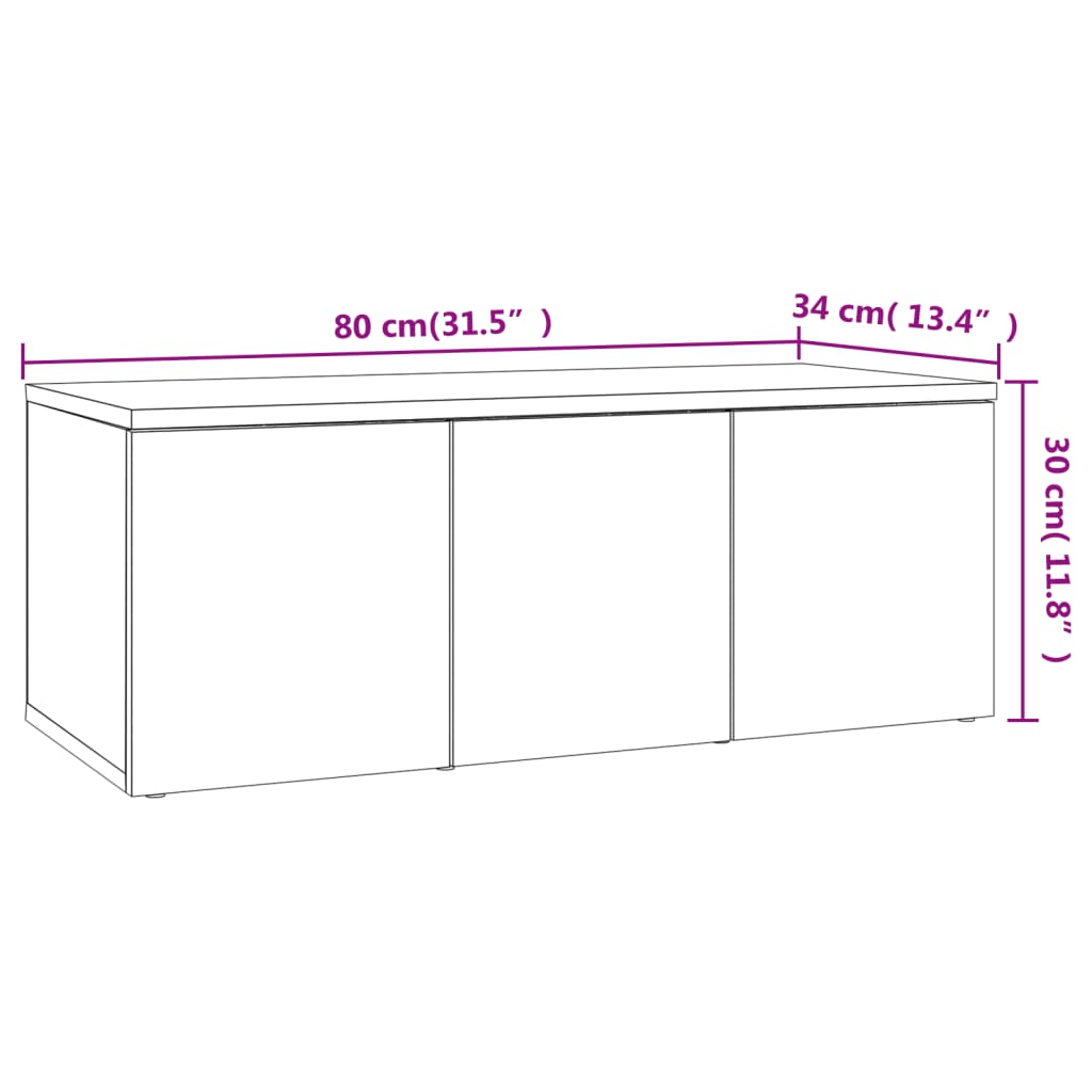 vidaXL TV skapītis, ozolkoka krāsa, 80x34x30 cm, inženierijas koks