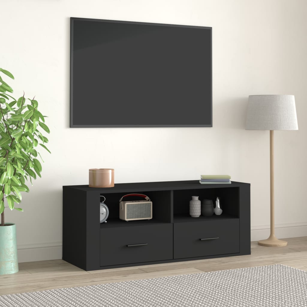 vidaXL TV skapītis, melns, 100x35x40 cm, inženierijas koks
