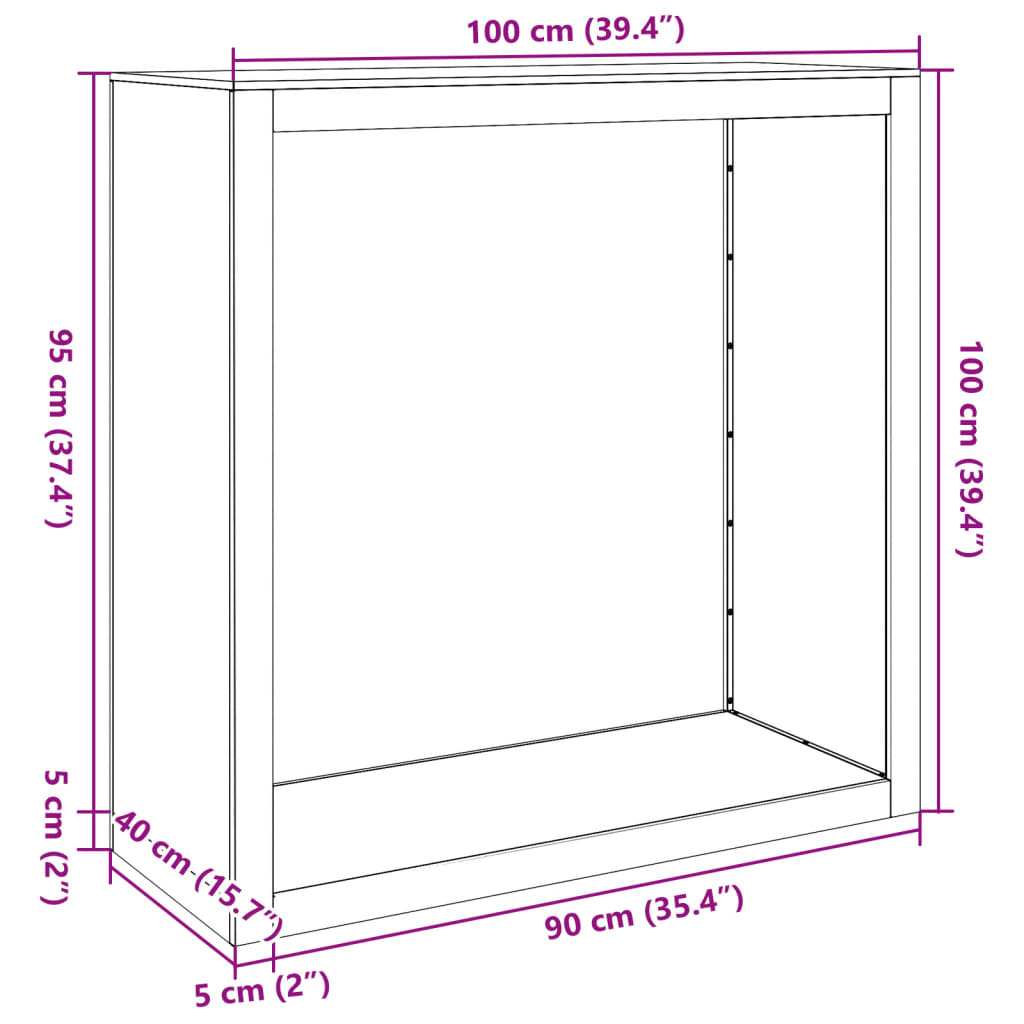 vidaXL malkas uzglabāšanas statīvs, melns, 100x40x100 cm, tērauds