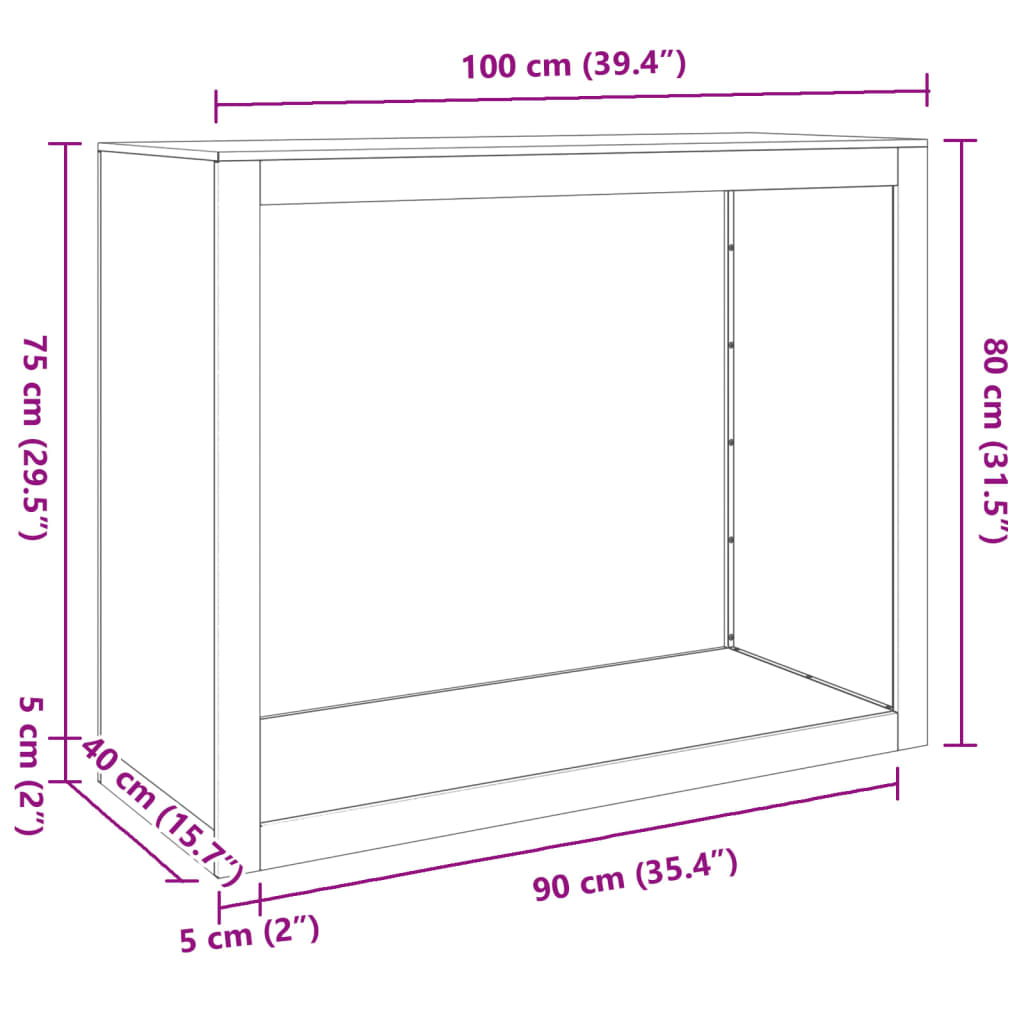 vidaXL malkas statīvs, 100x40x80 cm, cinkots tērauds