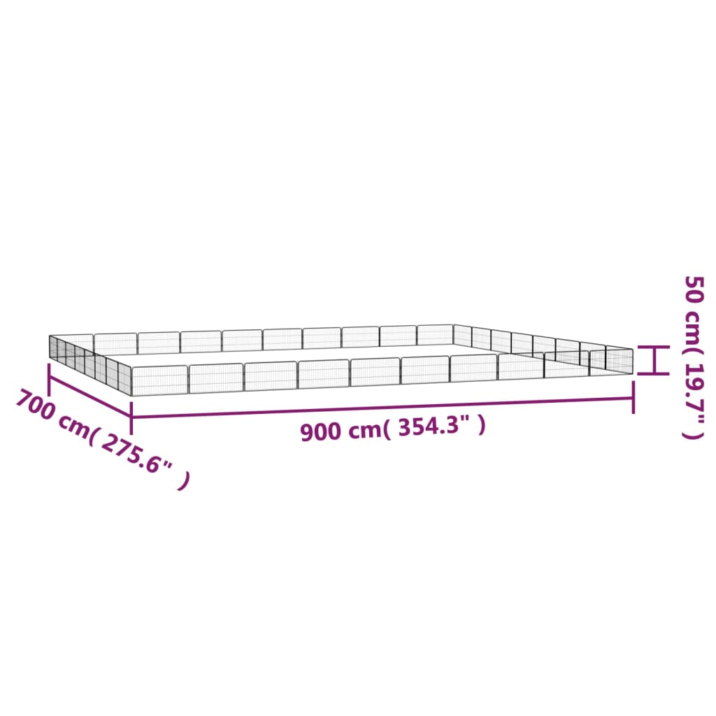 vidaXL suņu sētiņa, 32 paneļi, melna, 100x50 cm, pulverkrāsots tērauds