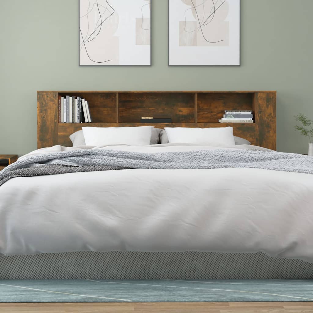 vidaXL gultas galvgalis ar plauktu, ozolkoka krāsa, 200x18,5x104,5 cm