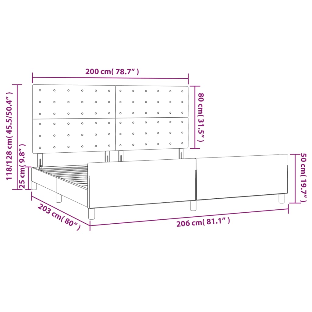 vidaXL gultas rāmis ar galvgali, balts, 200x200 cm, mākslīgā āda