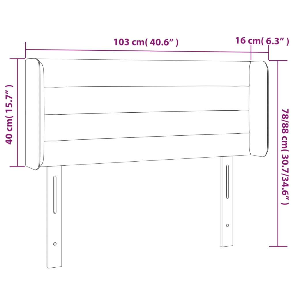 vidaXL gultas galvgalis ar LED, 103x16x78/88 cm, zaļš audums