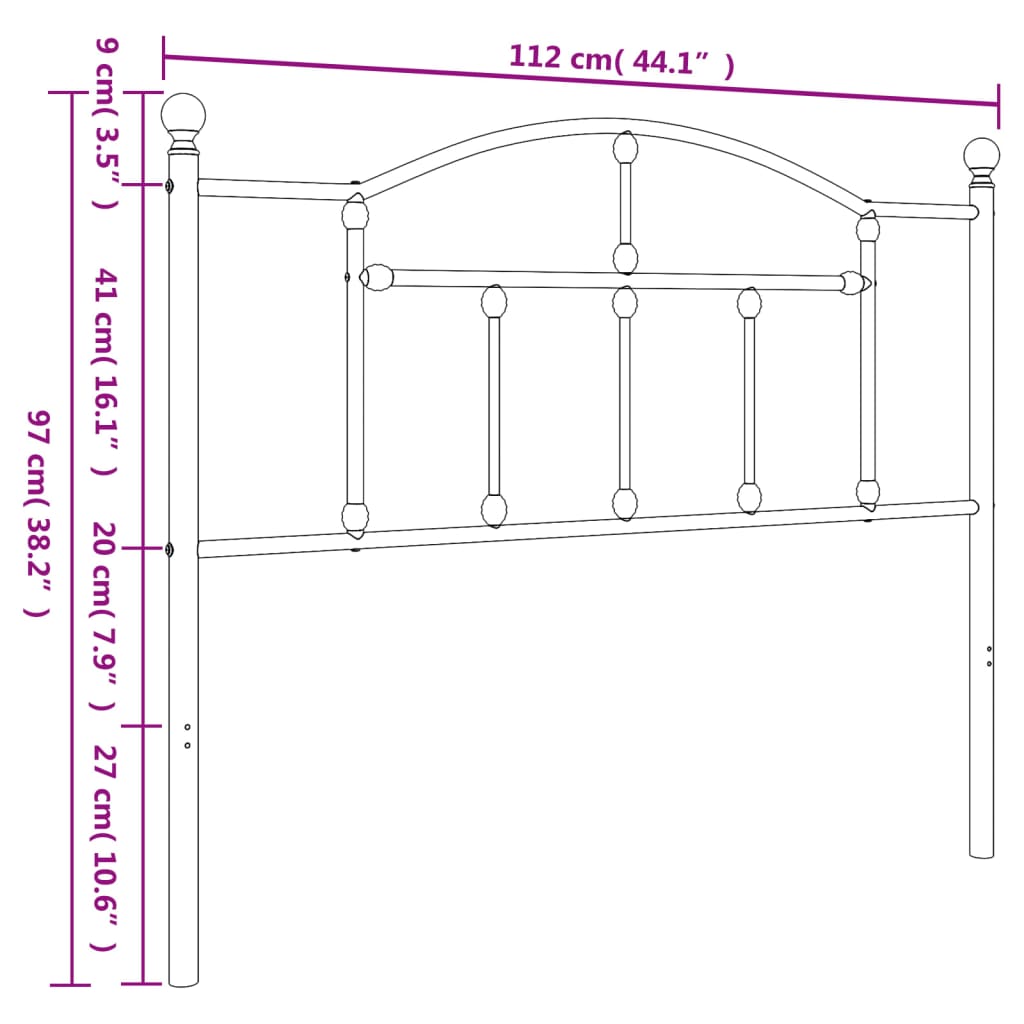 vidaXL gultas galvgalis, balts, 107 cm