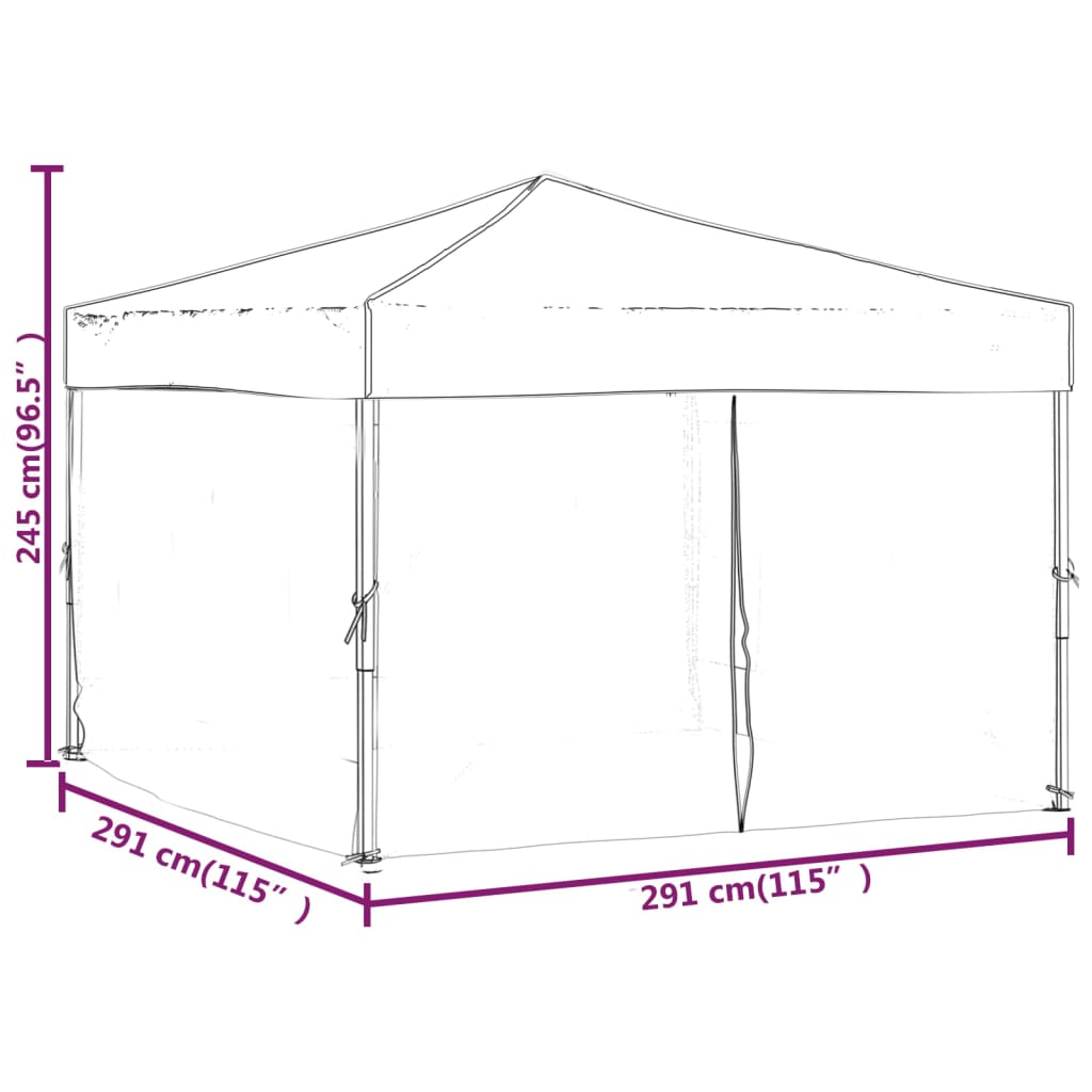 vidaXL saliekama nojume ar sienām, antracītpelēka, 3x3 m