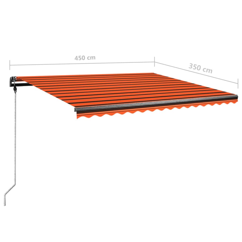 vidaXL izvelkama markīze ar LED, 450x350 cm, oranža un brūna