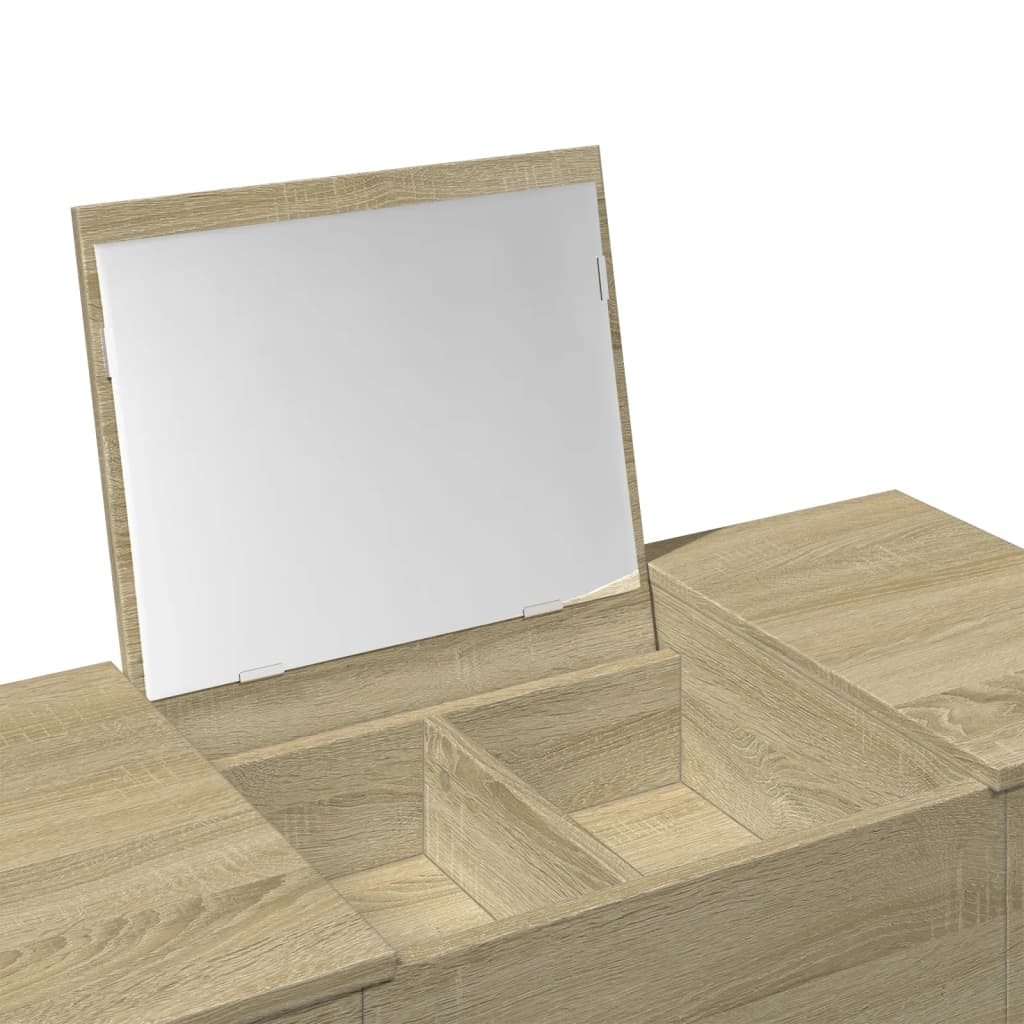 vidaXL galdiņš ar spoguli, ozolkoka krāsa, 100x45x76 cm