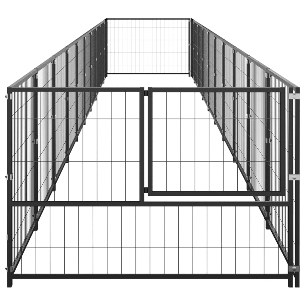 vidaXL suņu voljērs, melns, 10 m², tērauds