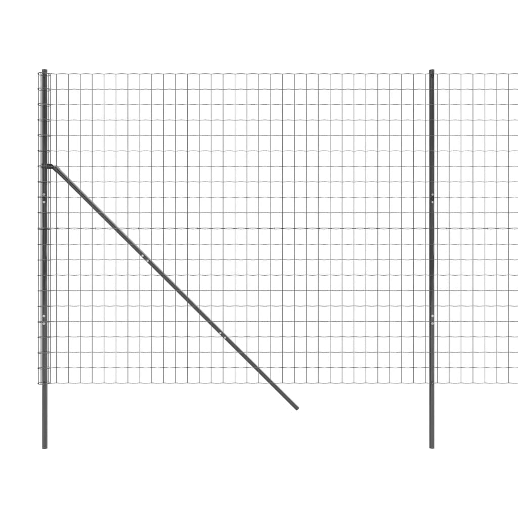 vidaXL stiepļu žogs, pelēks, 1,8x25 m, cinkots tērauds