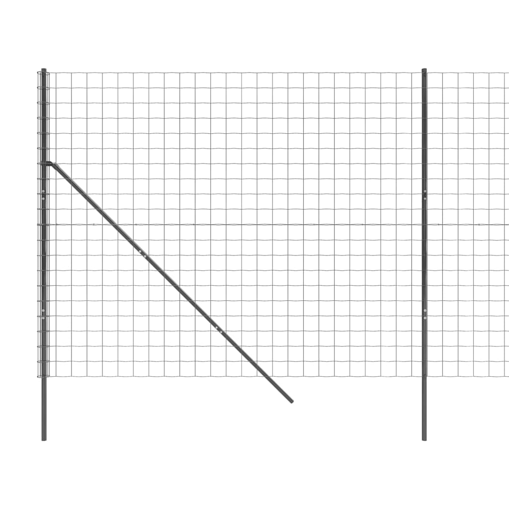 vidaXL stiepļu žogs, pelēks, 1,8x25 m, cinkots tērauds