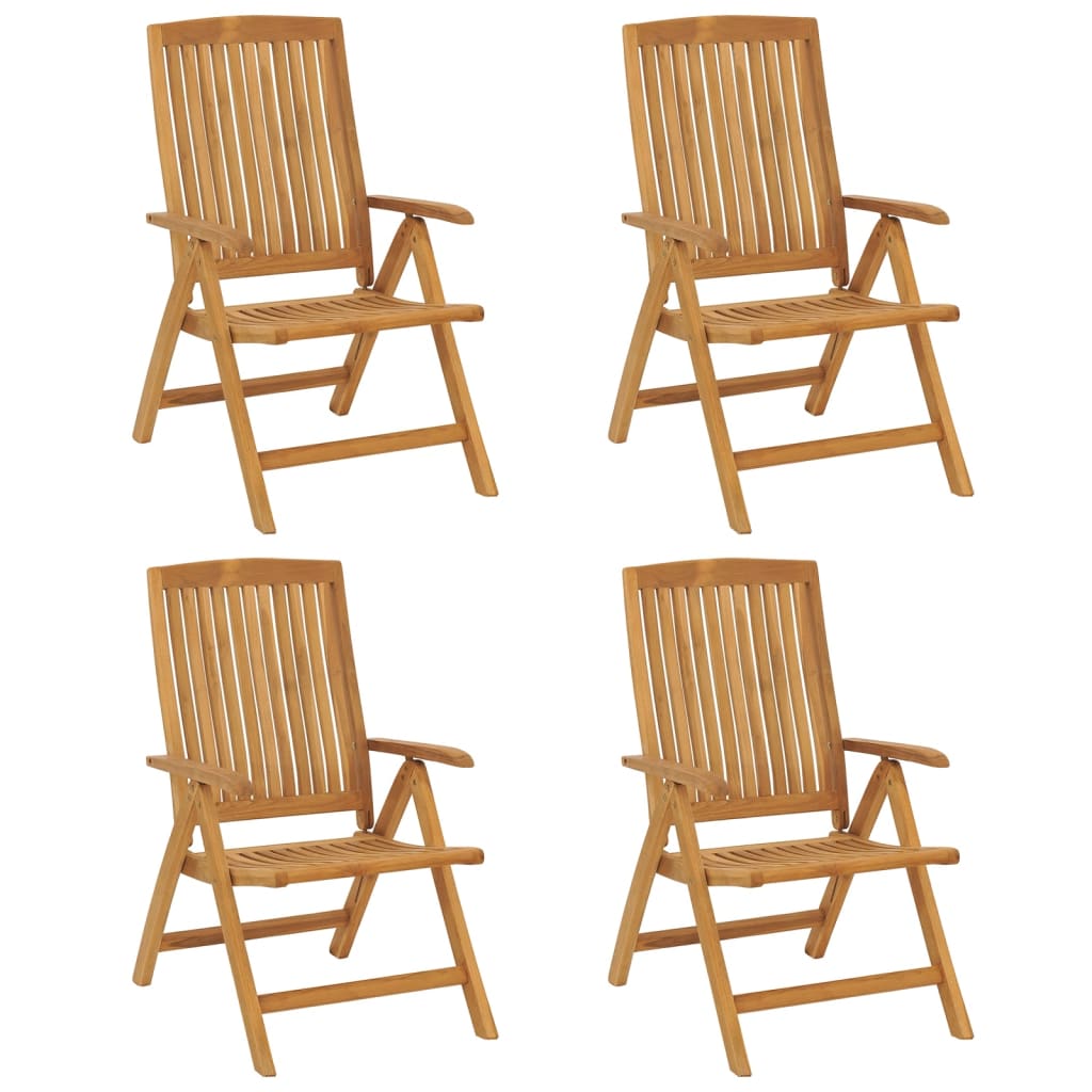 vidaXL dārza krēsli ar matračiem, atgāžami, 4 gab., masīvs tīkkoks