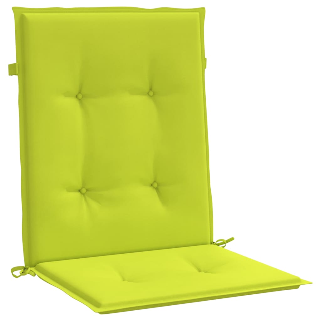 vidaXL dārza krēslu spilveni, 2 gb., spilgti zaļi, 100x50x3 cm, audums