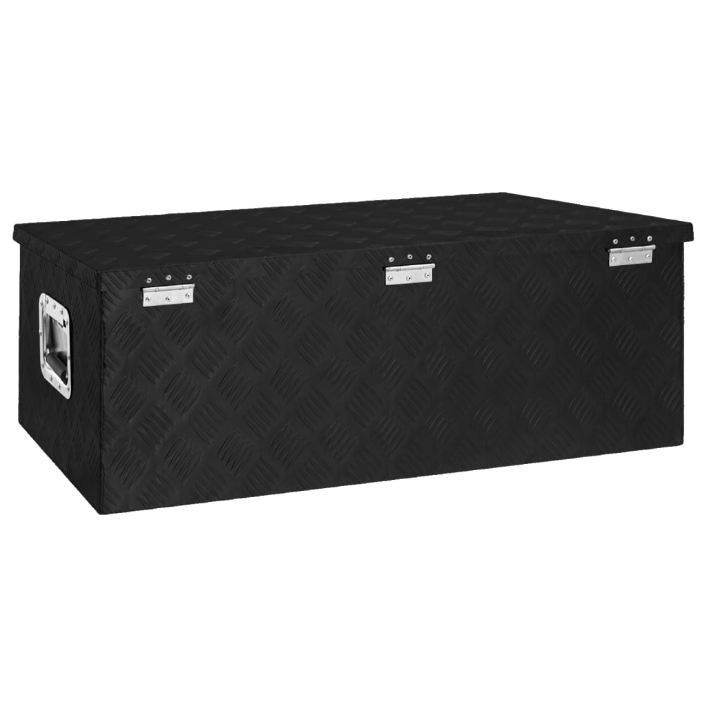 vidaXL uzglabāšanas kaste, melna, 90x47x33,5 cm, alumīnijs