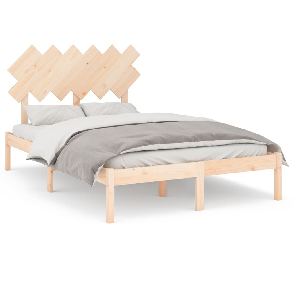 vidaXL gultas rāmis, 135x190 cm, divvietīgs, masīvkoks