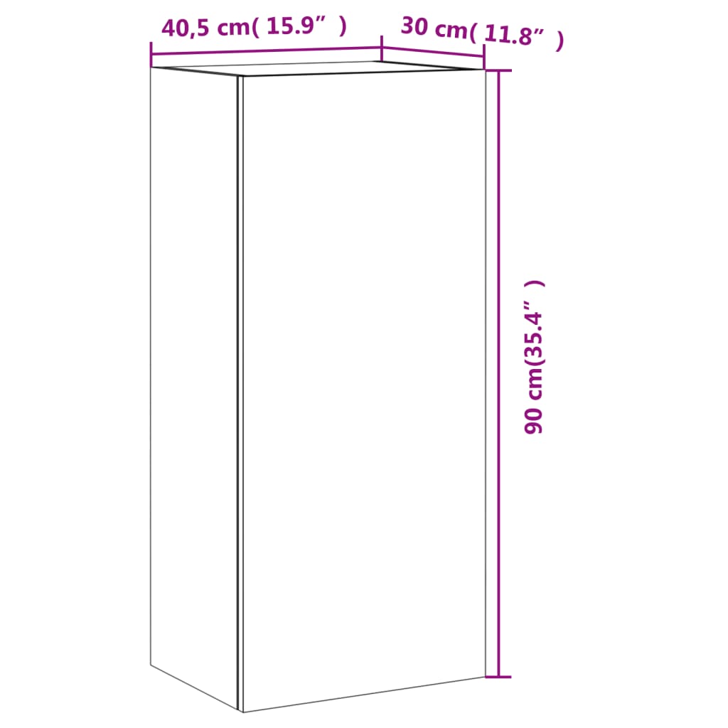 vidaXL TV sienas skapītis, balts, 40,5x30x90 cm, inženierijas koks