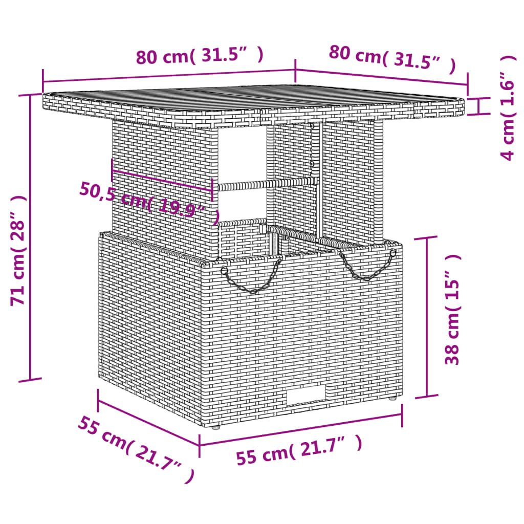 vidaXL 3-daļīgs dārza mēbeļu komplekts, matrači, PE rotangpalma