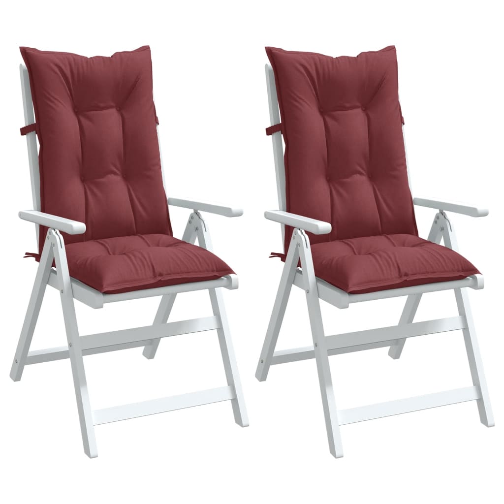 vidaXL dārza krēslu spilveni, 2 gab., vīnsarkani, 120x50x7 cm, audums
