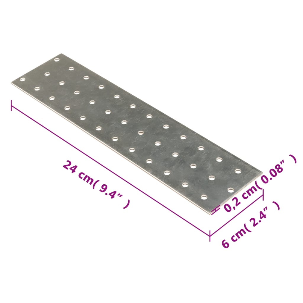 vidaXL perforētas plāksnes, 40 gab., 2 mm, 240x60 mm, cinkots tērauds