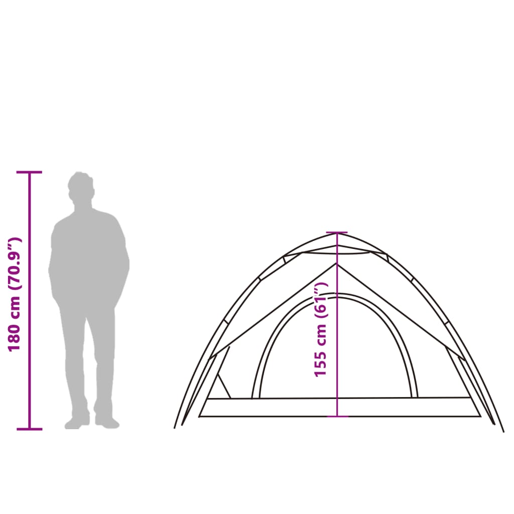 vidaXL kempinga telts 5 personām, kupola forma, zaļa