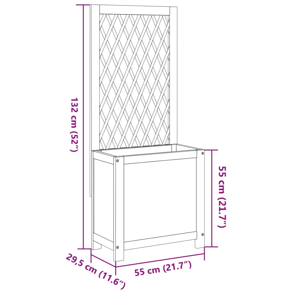 vidaXL dārza puķu kaste ar špaleru, 55x29,5x152 cm, akācija