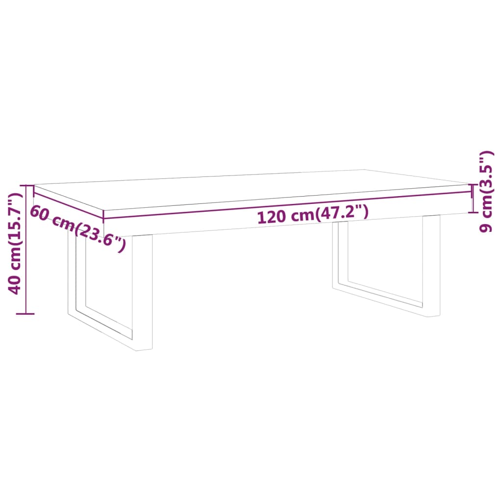 vidaXL kafijas galdiņš, 120x60x40 cm, MDF, dzelzs, tumši brūns, melns