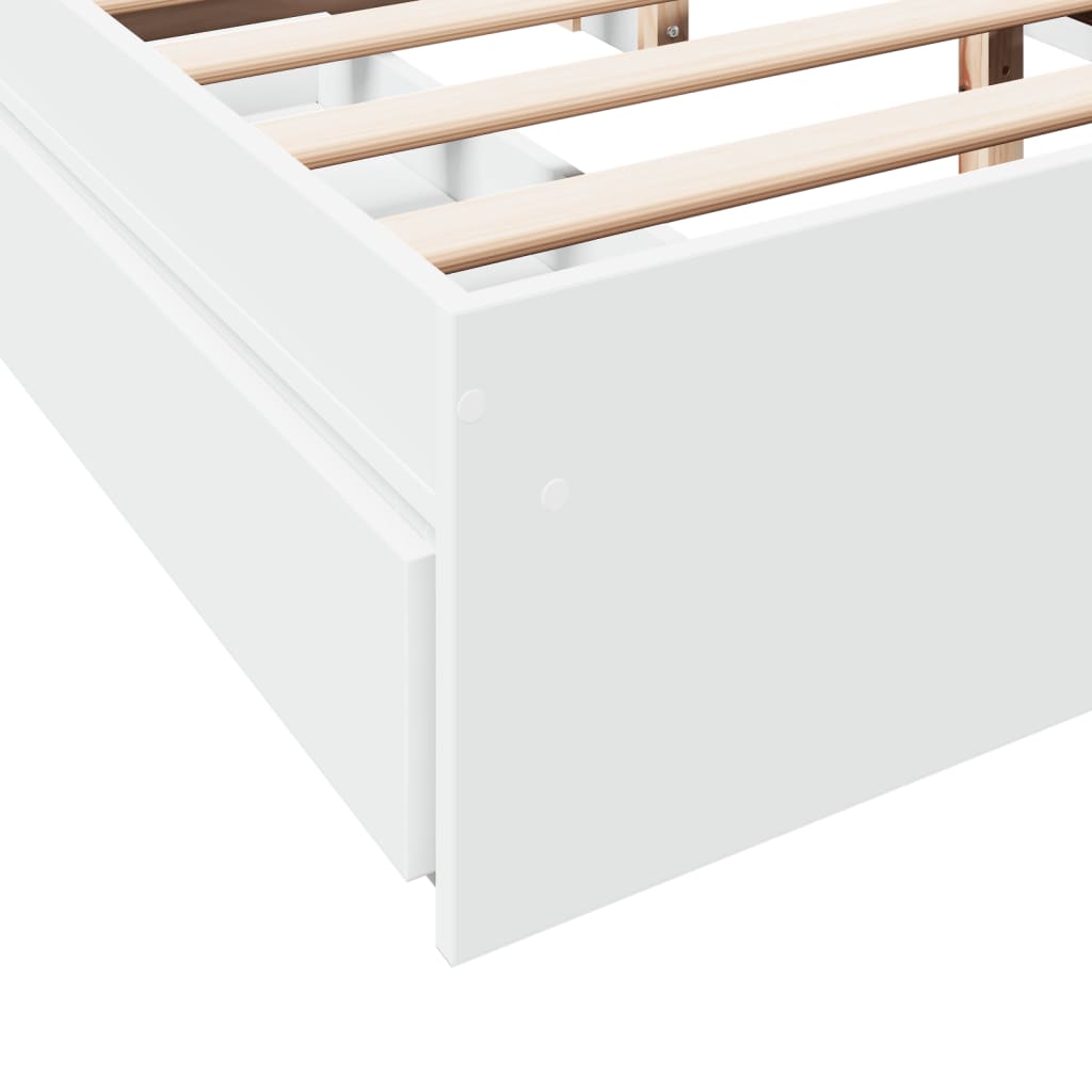 vidaXL gultas rāmis ar atvilktnēm, balts, 150x200cm, inženierijas koks