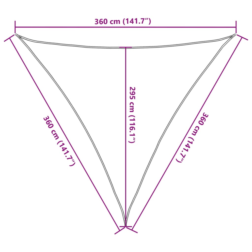 vidaXL saules aizsargs, 3,6x3,6x3,6m, 100% poliesters, Oksforda audums