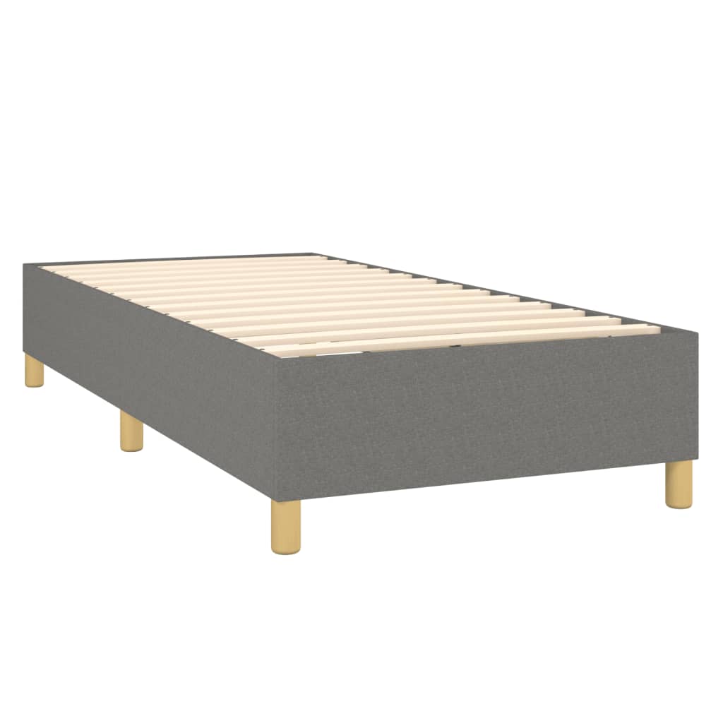 vidaXL atsperu gulta ar matraci, tumši pelēka, 90x190 cm, audums