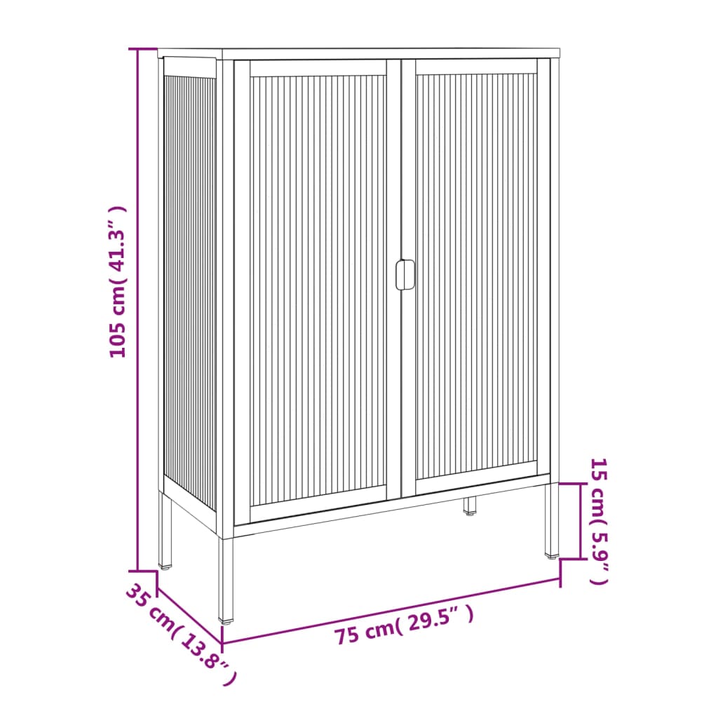 vidaXL kumode, 75x35x105 cm, stikls un tērauds, melna