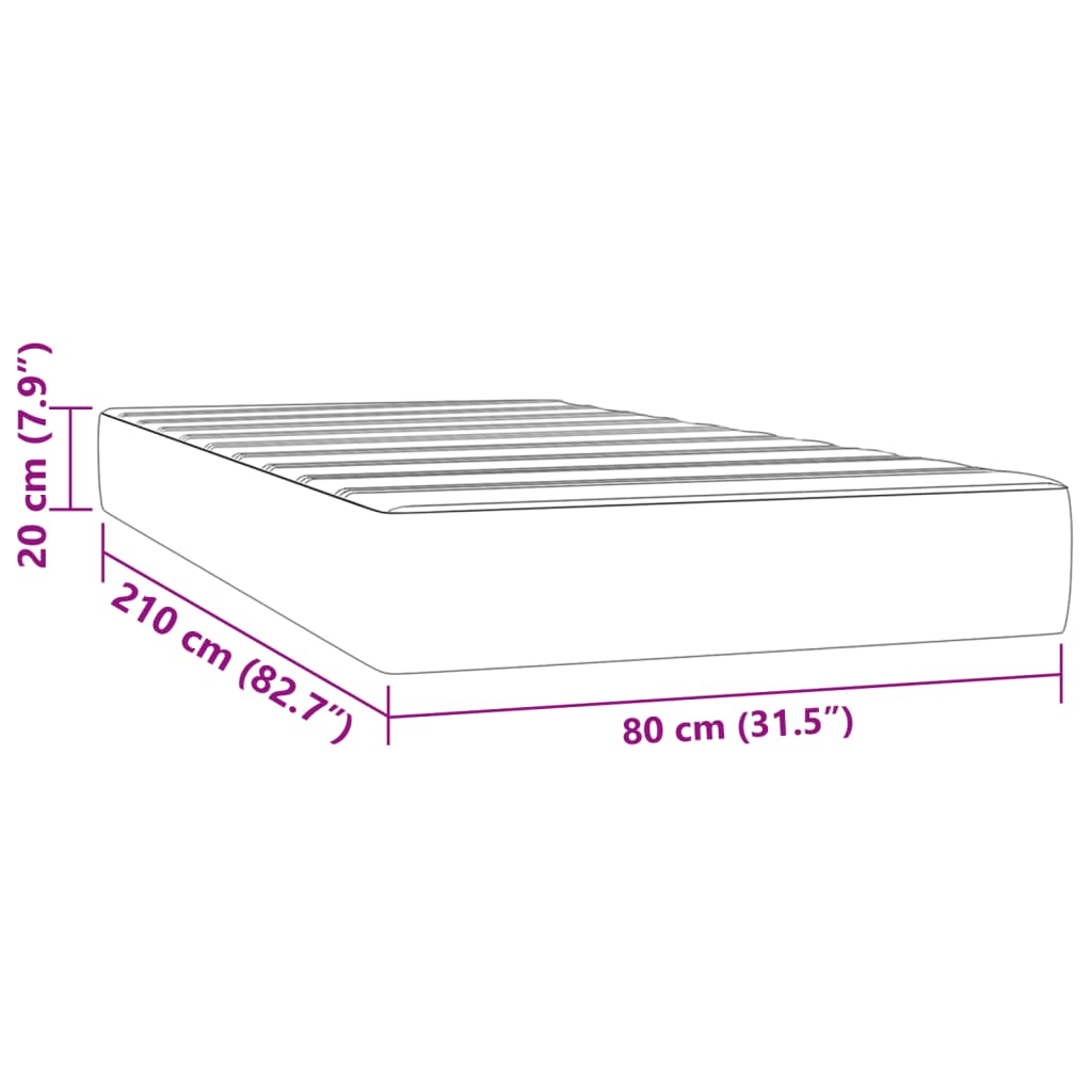 vidaXL kabatu atsperu matracis, melns samts, 80x210x20 cm