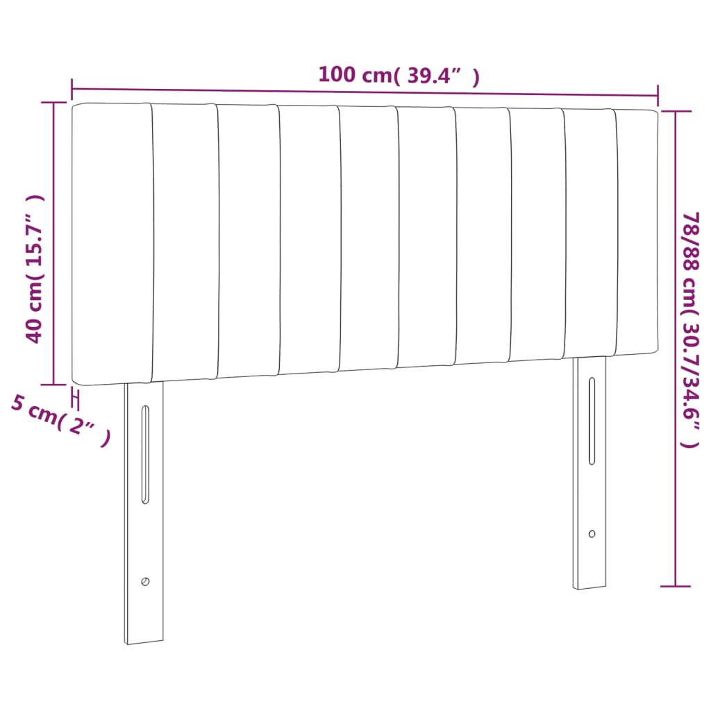 vidaXL gultas galvgalis, 100x5x78/88 cm, zils audums