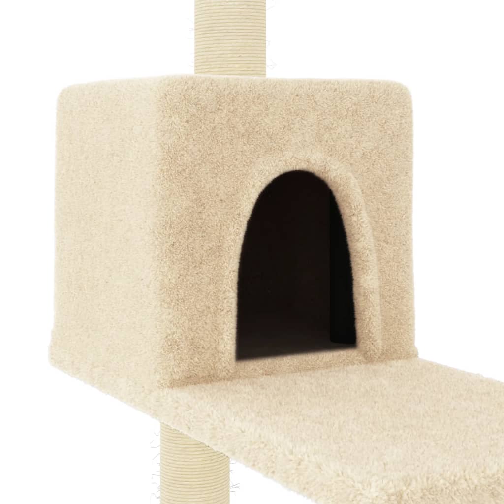 vidaXL kaķu māja ar sizala stabiem nagu asināšanai, 191 cm, krēmkrāsas