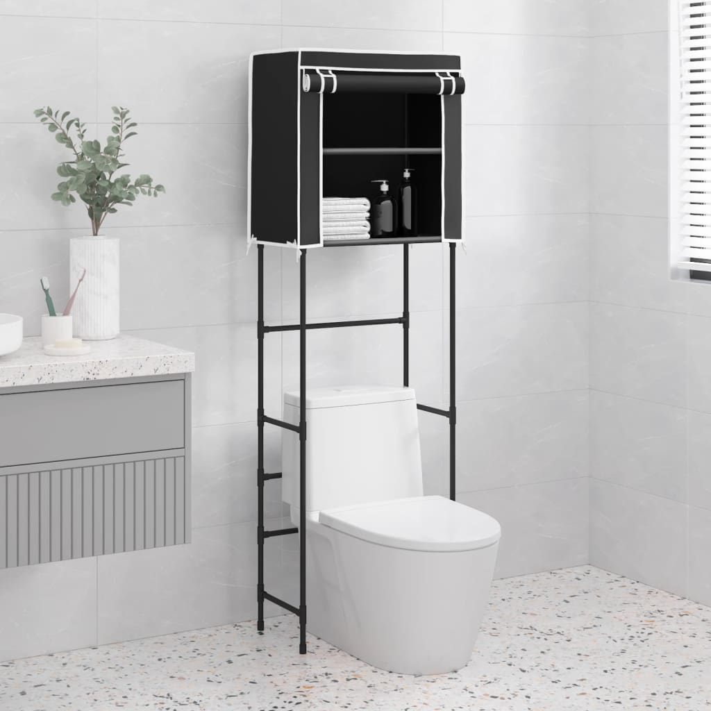 vidaXL plaukts tualetes podam, 2 līmeņi, melns, 56x30x170 cm