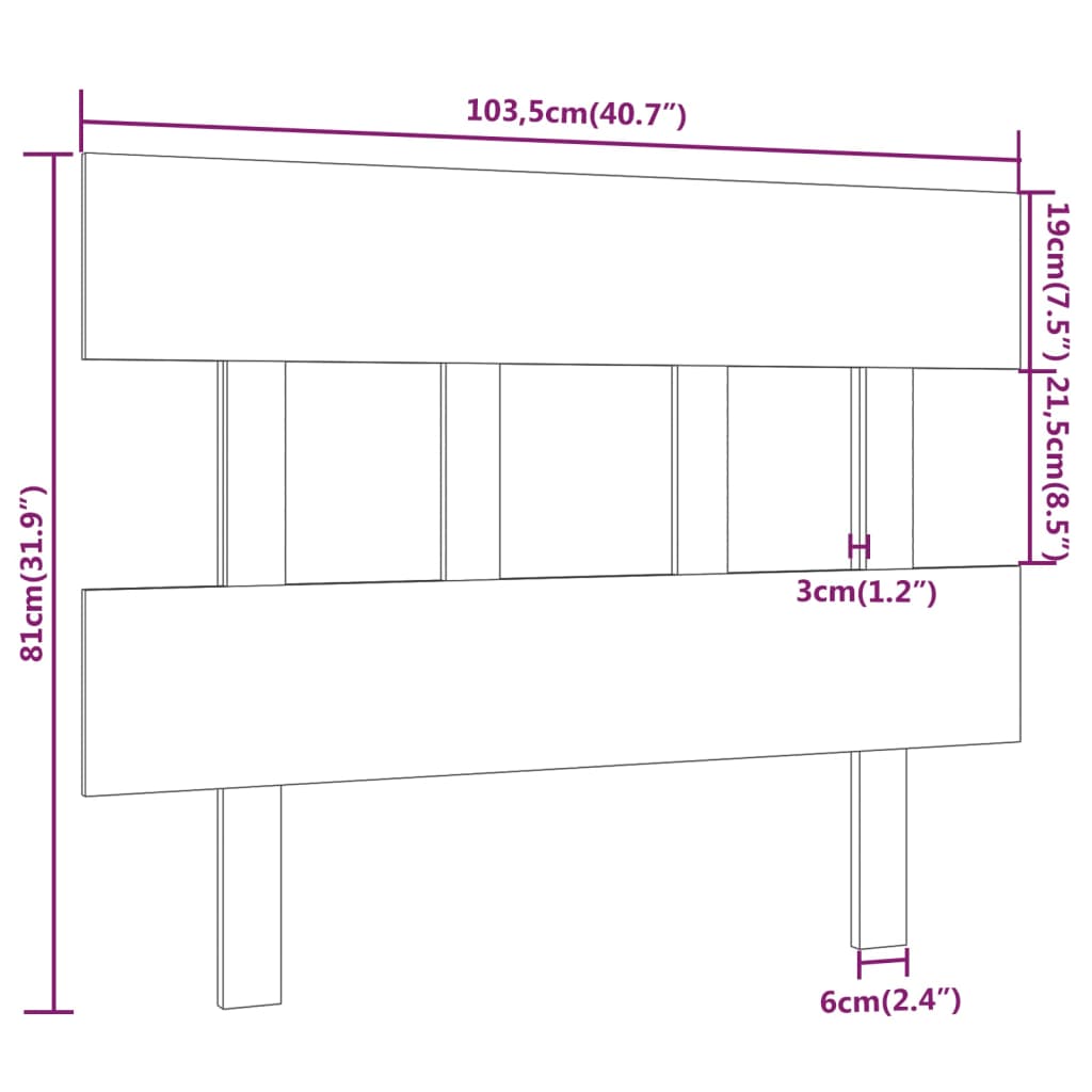 vidaXL gultas galvgalis, medus brūns, 103,5x3x81 cm, priedes masīvkoks