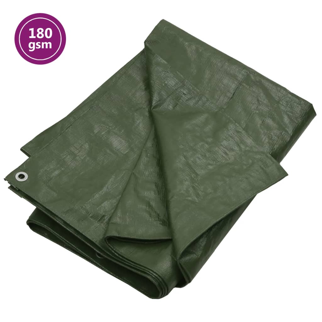 vidaXL brezenta pārklājs, 180 g/m², 6x12 m, zaļš, HDPE