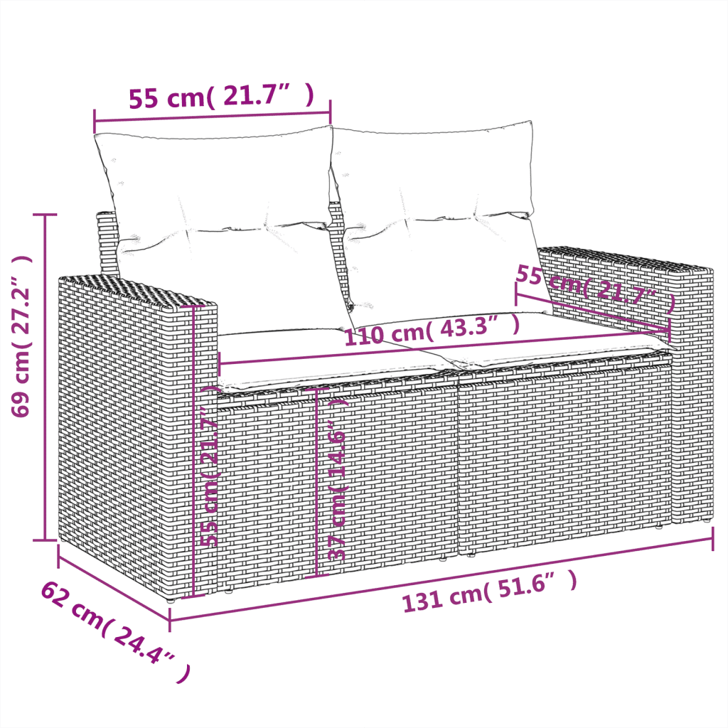 vidaXL 4-daļīgs dārza dīvāna komplekts, matrači, bēša PE rotangpalma