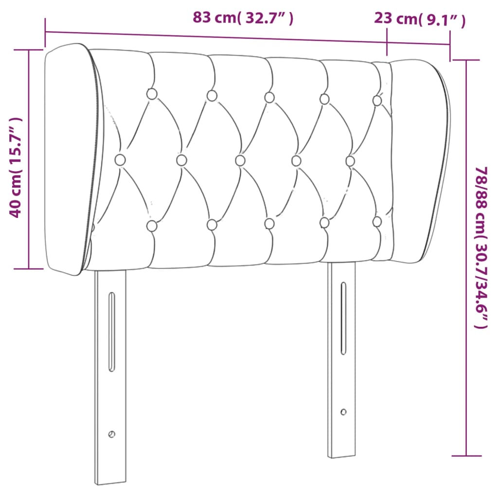 vidaXL galvgalis ar malām, tumši pelēks samts, 83x23x78/88 cm