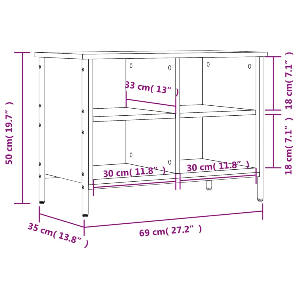 vidaXL apavu plaukts, 69x35x50 cm, inženierijas koks, melns