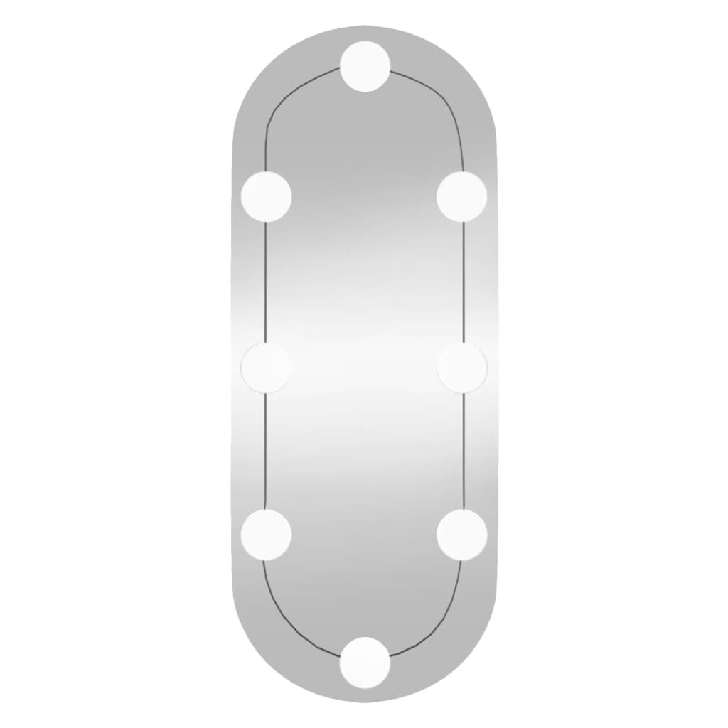vidaXL sienas spogulis ar LED, 20x50 cm, stikls, ovāls