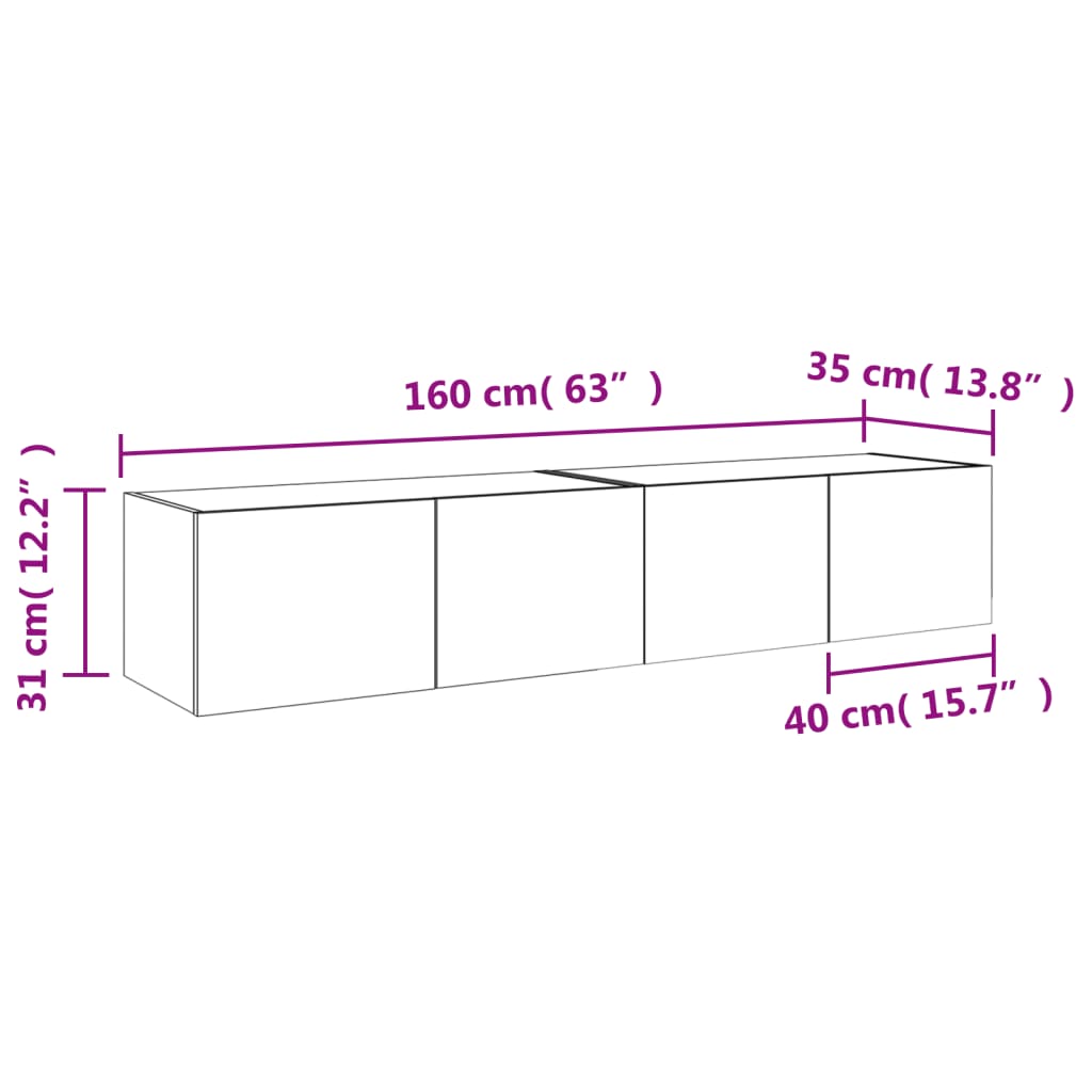 vidaXL TV plaukti ar LED lampiņām, 2 gab., 80x35x31 cm, brūna ozolkoka