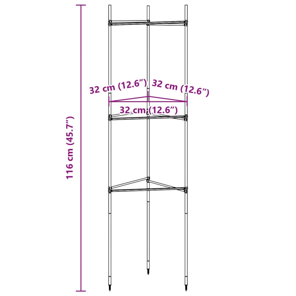 vidaXL tomātu būri, 2 gab., 116 cm, tērauds un PP