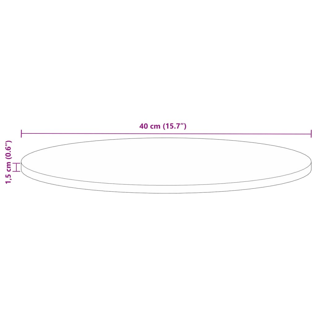 vidaXL galda virsma, Ø 40x1,5 cm, apaļa, pārstrādāts masīvkoks