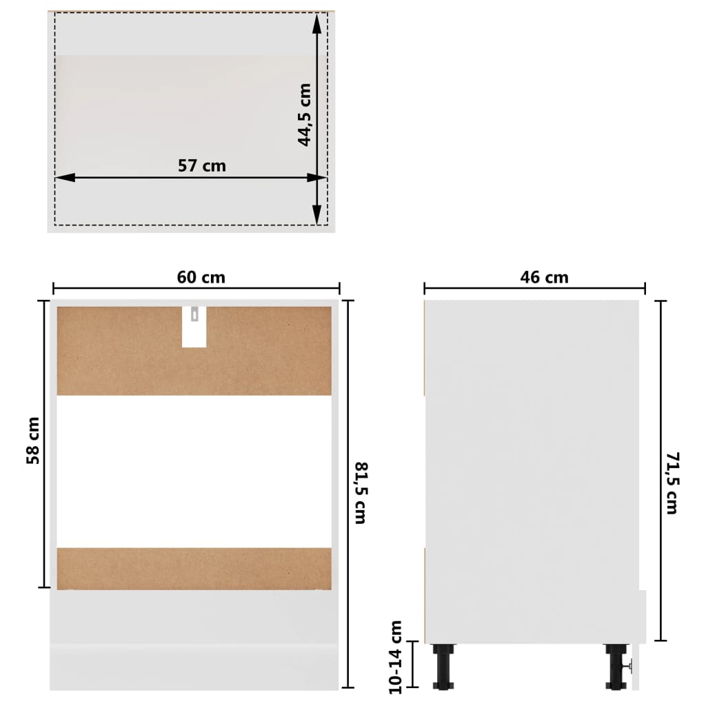 vidaXL plīts plaukts, balts, 60x46x81,5 cm, inženierijas koks