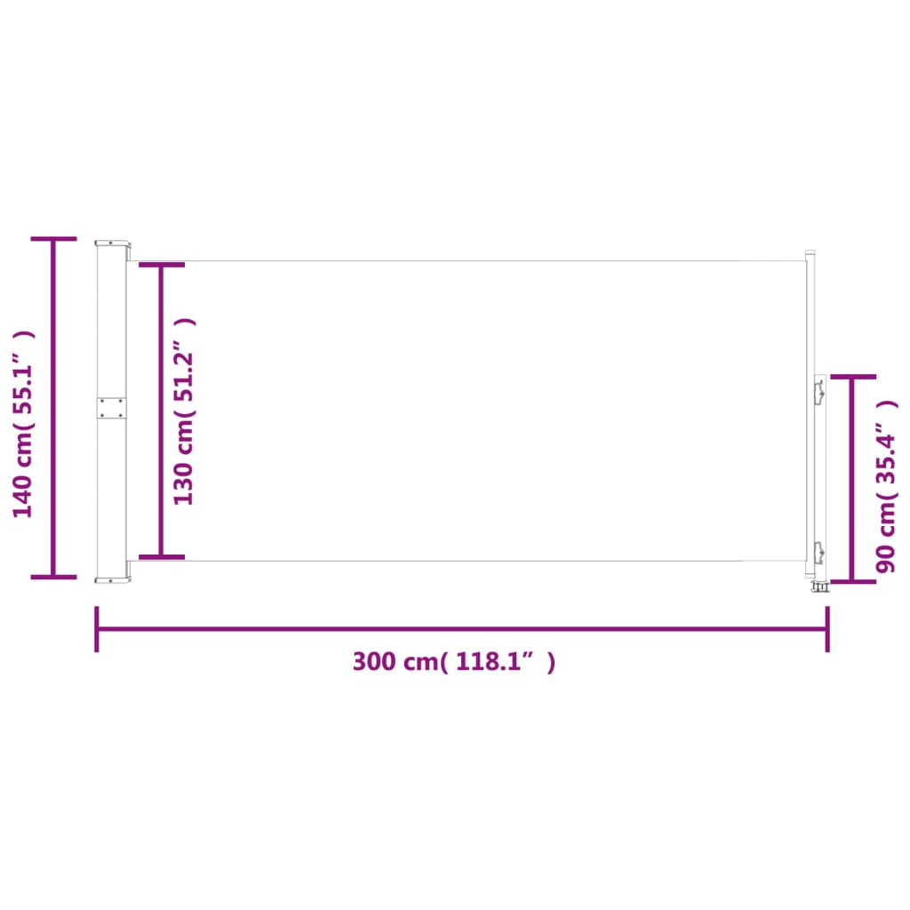 vidaXL izvelkama sānu markīze, 140x300 cm, zila