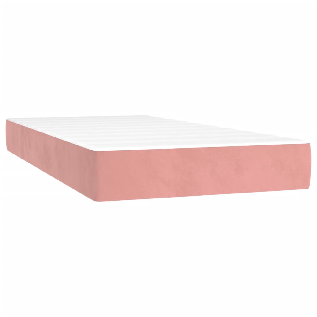 vidaXL atsperu gulta ar matraci, rozā samts, 120x190 cm