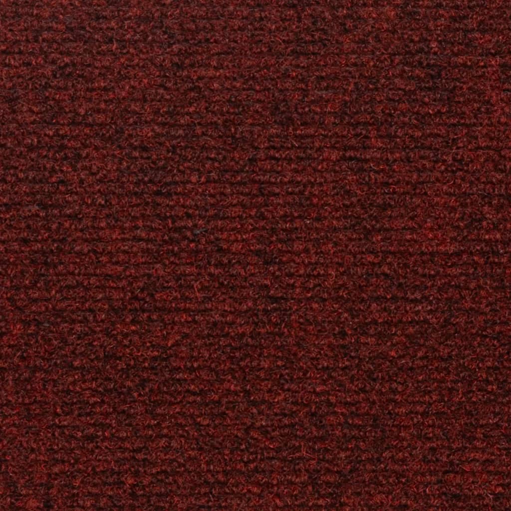 vidaXL kāpņu paklāji, 15 gab., pašlīmējoši, 60x25 cm, sarkani