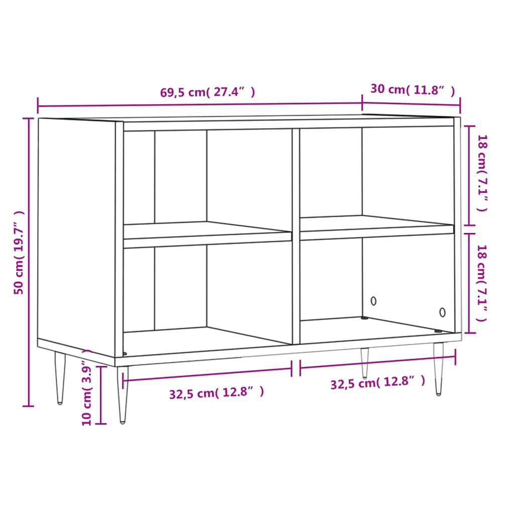 vidaXL TV plauktiņš, balts, 69,5x30x50 cm, inženierijas koks