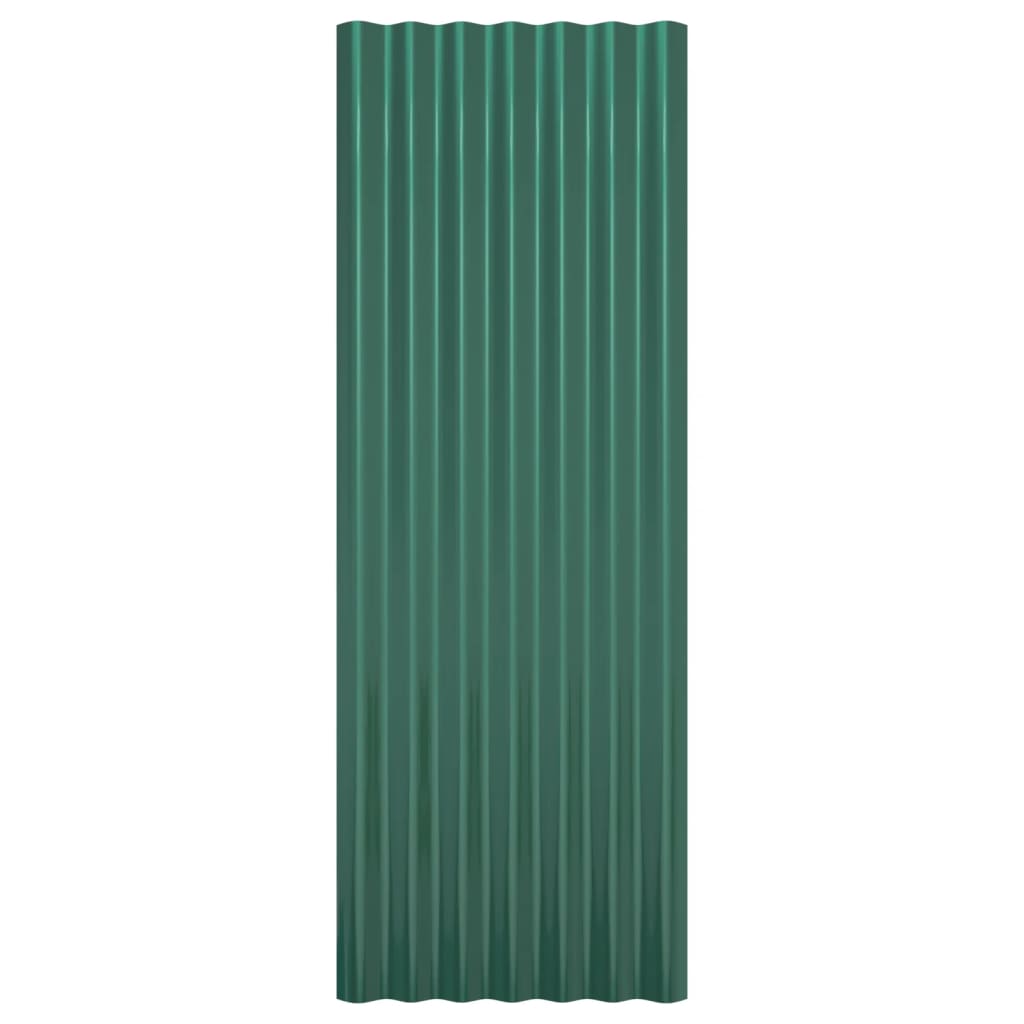 vidaXL jumta paneļi, 12 gab., pulverkrāsots tērauds, zaļi, 100x36 cm
