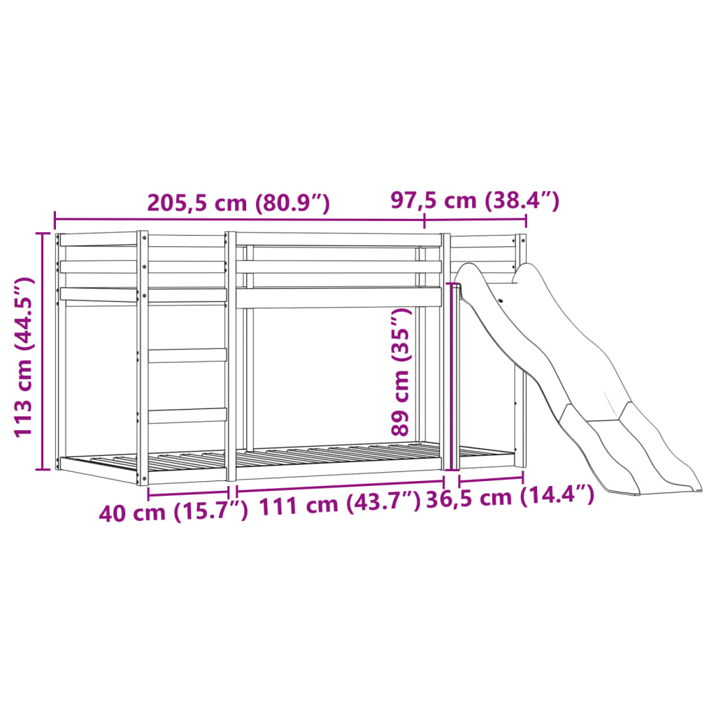 vidaXL augstā gulta ar aizkariem un slidkalniņu, zils, 90x200 cm